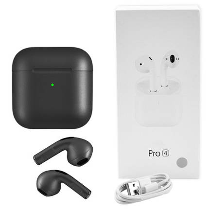 Бездротові навушники AirPods 4 Pro mini original bluetooth з кейсом, стерео гарнітура, колір графіт, фото 2