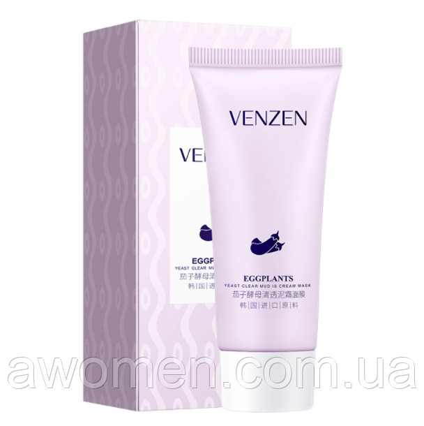 Уценка! Маска пудинг Venzen Eggplant Cleaning Mud mask з екстрактом баклажана 60 g (м'ята коробка)