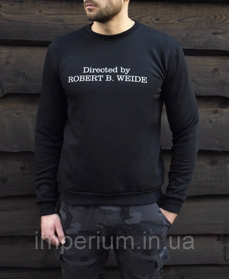 Світшот directed by robert b weide біле лого | чорна кофта