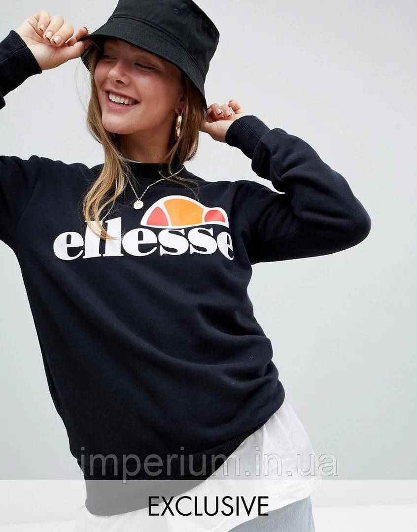 Чорний світшот ellesse | стильна кофта