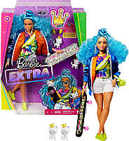 Лялька Барбі Екстра Стильна Модниця - Barbie Extra Style з блакитним волоссям на скейтборді GRN30, фото 7