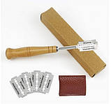 Ніж пекарський для багетів та хліба з з зйомними лезами, з дерев’яною ручкоюю.Тримач для леза, фото 2