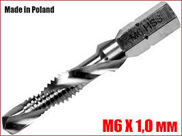 Свердло-мітчик HEX 1/4 для різьблення М6 Х 1,0 мм Yato YT-44843