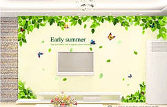 Декоративна вінілова наклейка стикер Зелене листя (розмір 180х 80см)