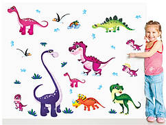 Декоративна дитяча вінілова наклейка стикер Динозаври (розмір130х100см)