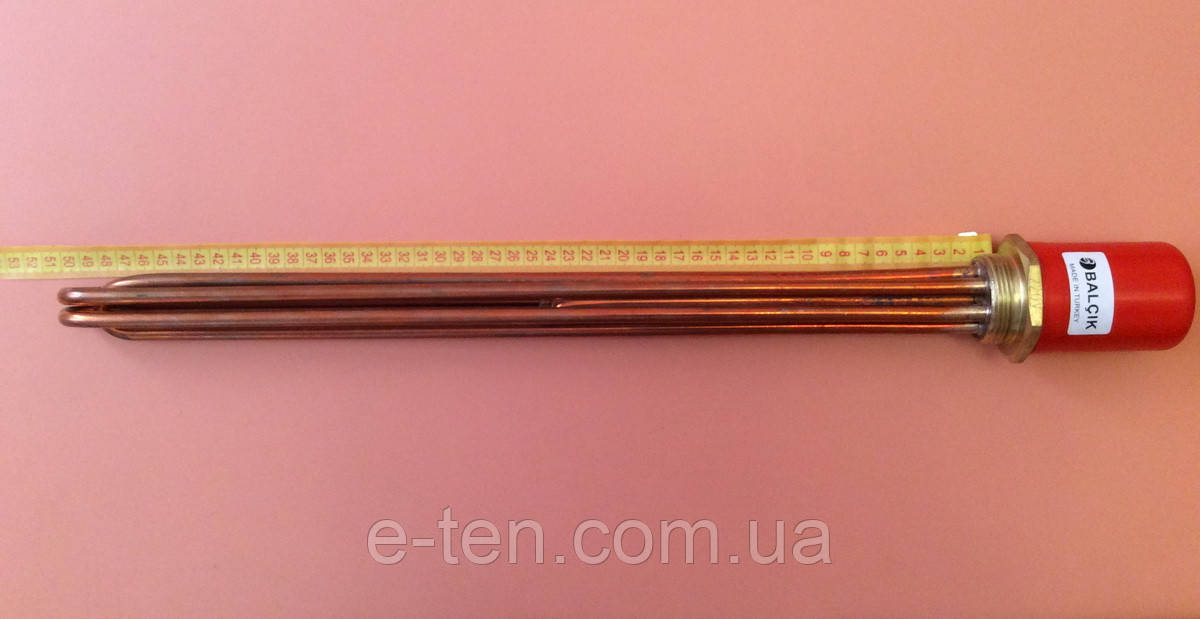 Блок ТЕН прямий МЕДНИЙ 15000W (220/380 V) на різі 1,5"/L=500 мм Balcik, Туреччина, фото 1