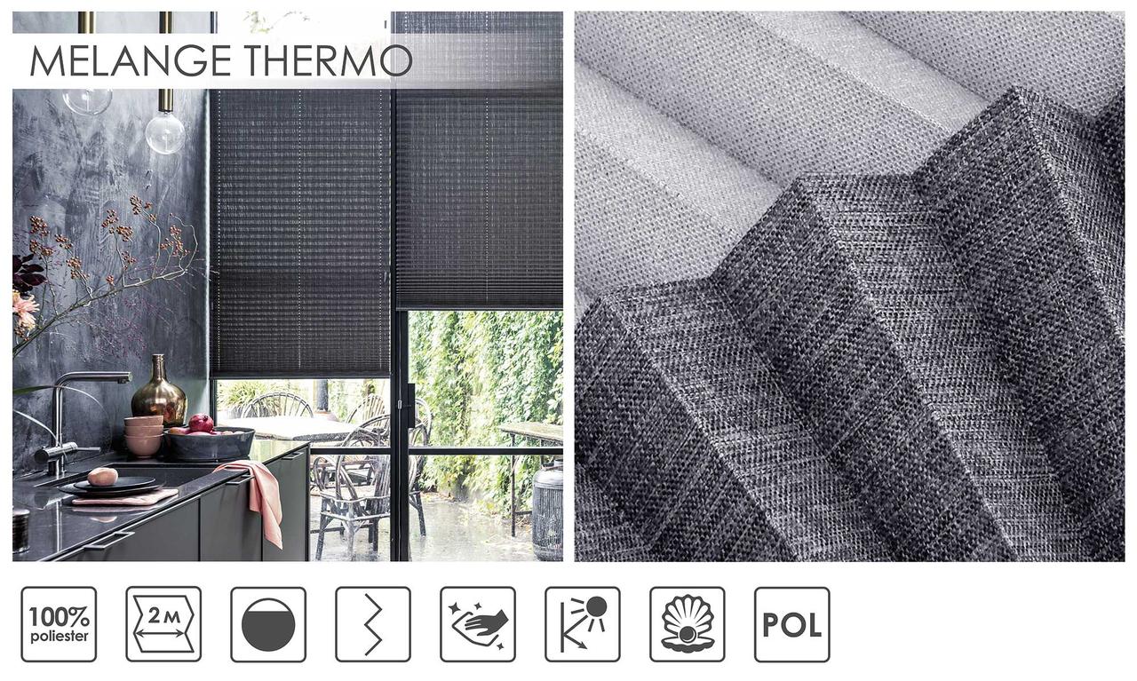 Жалюзі плісе, штори плісе Melange Thermo кольору в асортименті, система Cosimo