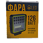 Фара LED квадратна 126W, 42 лампи, широкий промінь 10/30V 6000K товщина: 40 мм+ LED кільце, фото 5