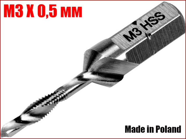 Свердло-метчик HEX 1/4 для різі М3 Х 0,5 мм Yato YT-44840
