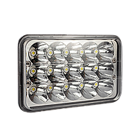 Фара LED прямоугольная 45W, 15 ламп, дальний и ближний луч 10/30V 6000K толщина: 80 мм