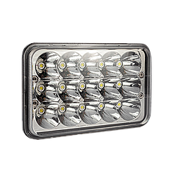 Фара LED прямокутна 45W, 15 ламп, дальній і ближній промінь 10/30V 6000K товщина: 80 мм
