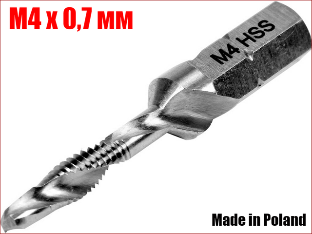 Свердло-метчик HEX 1/4 для різі М4 х 0,7 мм Yato YT-44841
