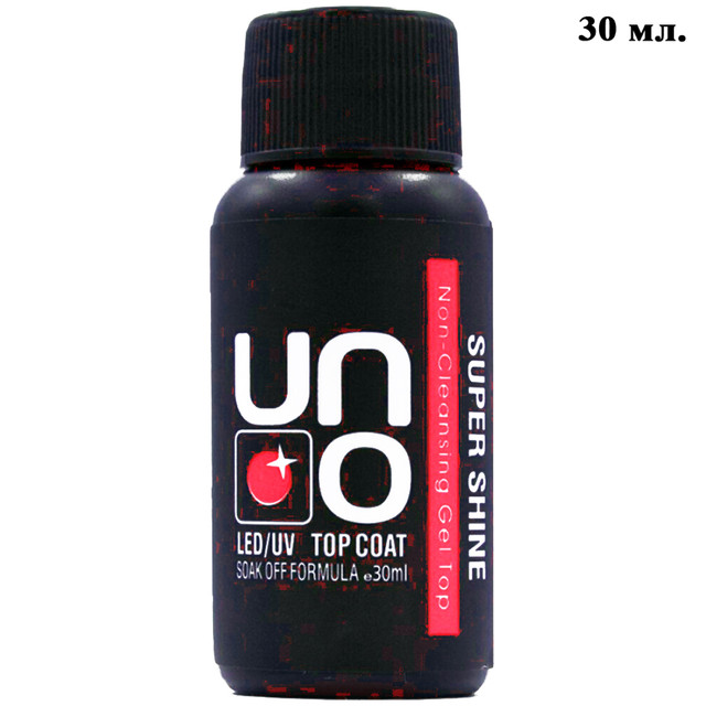 оп для Гель Лаку 30 мл Супер Блиск Uno, Верхнє Фінішне Покриття для нігтів, Топи для Гель-лаків
