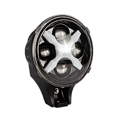 Фара LED кругла 60W 6000К (4 діода х 15W) + Х-DRL(chip CREE)(19.4 см х 12.1 х 15 см)(ближній + супер дальній)