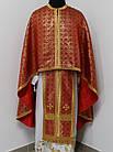 Священичі ризи з італійської тканини з вишитою іконою, червоний