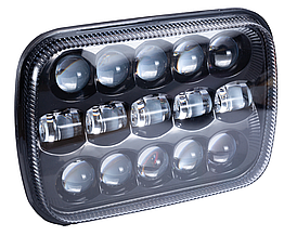 Фара LED прямокутна 80W (15 діодів) (ближній + дальній) 3D лінза