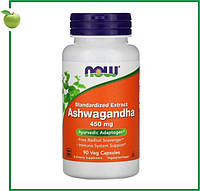 Ашваганда, стандартизованный экстракт, 450 мг, 90 растительных капсул, NOW Foods, США