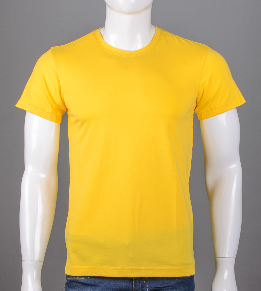 Футболка чоловіча Однотонна Жовтий 2300м, L (1шт), фото 1