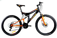 Гірський велосипед Azimut Power 26 дюймів. Рама 19.5". Дискові гальма. Чорно-помаранчевий