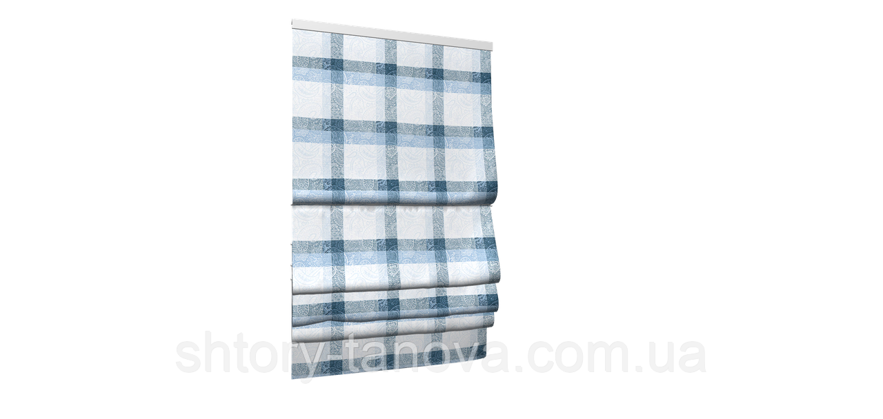 Ткань прованс с тефлоновым покрытием голубая крупная клетка. Турция ширина 180 см Ткани для штор на метраж - фото 6 - id-p1364718555
