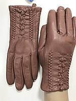 Женские кожаные яркие цветные перчатки 8.5 светлый терракот 6.5