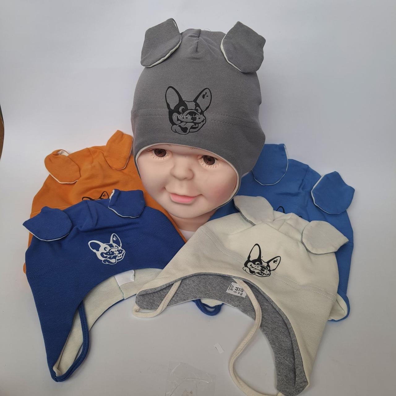 Оптом Шапка трикотажна одинарна р 44-48. Принт зі светоотрожателем, світиться в темряві.