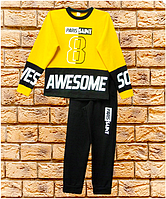 Спортивный  горчичный костюм для мальчика,двунить,размеры 122,128,134,140 см