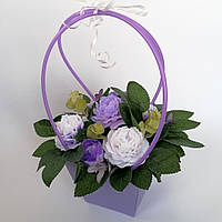 Кошик букет з мыльных квітів тюльпан квіткова композиція з мила ручної роботи Мыльный букет тюльпанов фіолетов