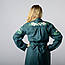 Жіноча туніка з довгим рукавом, з пояском, вишивка - квітки, тканина онікс, колір - темно - зелений, фото 4
