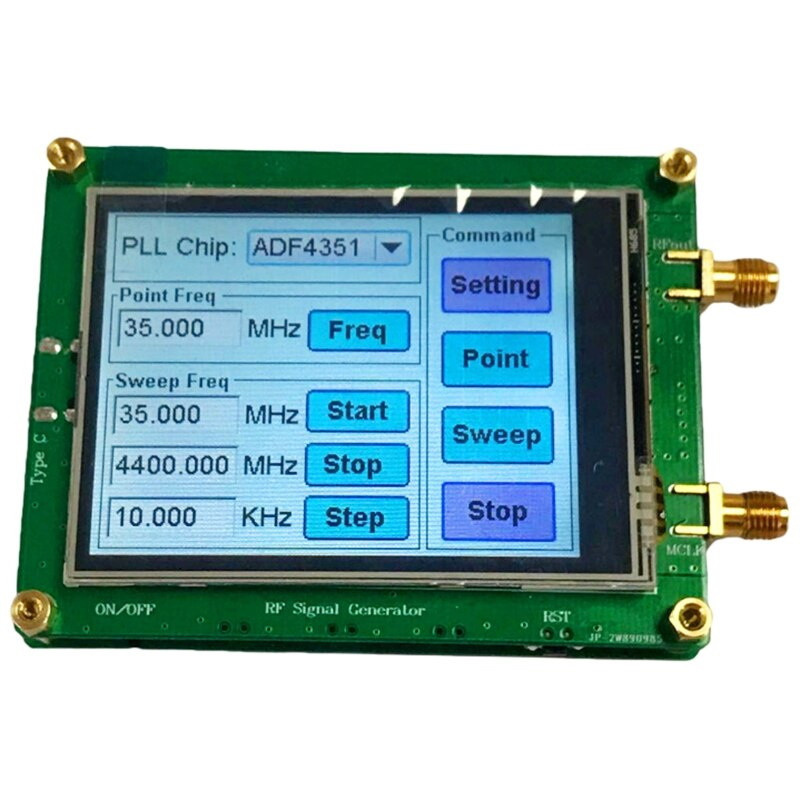 Генератор ВЧ сигналів JUNTEK JDS4G цифровий DDS 35 - 4400 МГц, сенсорний LCD, чіп ADF4351, модуль PCB