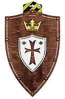 Щит игрушечный деревянный Сувенир Декор Крест, цвет Венге, 30*47 см, (400011)