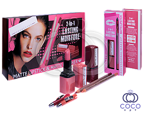 Набір помада для губ з олівцем Matte Lipstick&Matte Lip Liner 2-in-1 Lasting Moisture 12 штук
