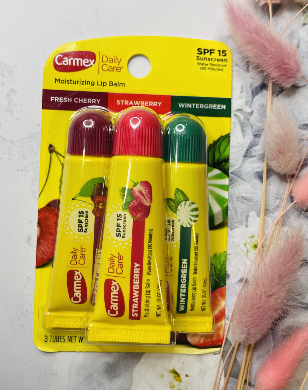 Набір із трьох бальзамів-тюбиків для губ Carmex Lip Balm