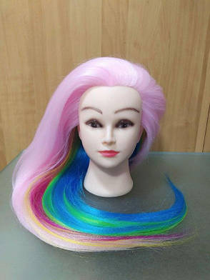 Голова манекен для зачісок з кольоровими волоссям, ET 3, фото 2