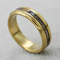 Кольцо золотистое из ювелирной медицинской стали от Stainless Steel марка 316 L ширина 6мм халиотис