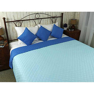 Покривало на ліжко, диван Руно Блакитне 212х240 двостороннє євро, фото 2