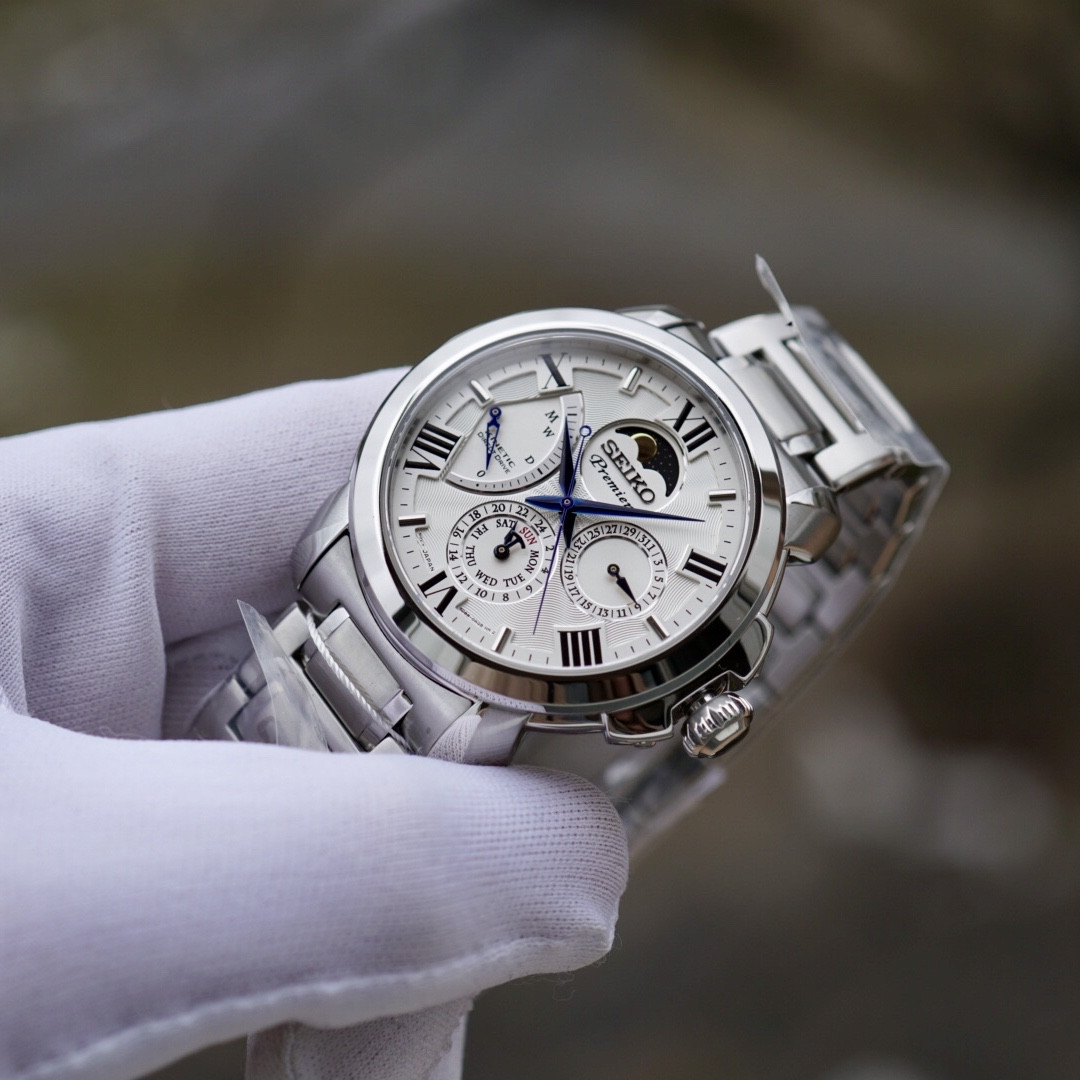Seiko Premier SRX015P1 Kinetic Direct Drive Moon Phase Sapphire
