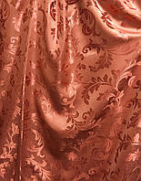 Портьерная ткань для штор Жаккард терракотового цвета с вензелями