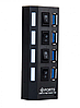 4-портовий USB 3.0 хаб з вимикачами, до 5 Гбіт/з / Розгалужувач з підсвічуванням, фото 4