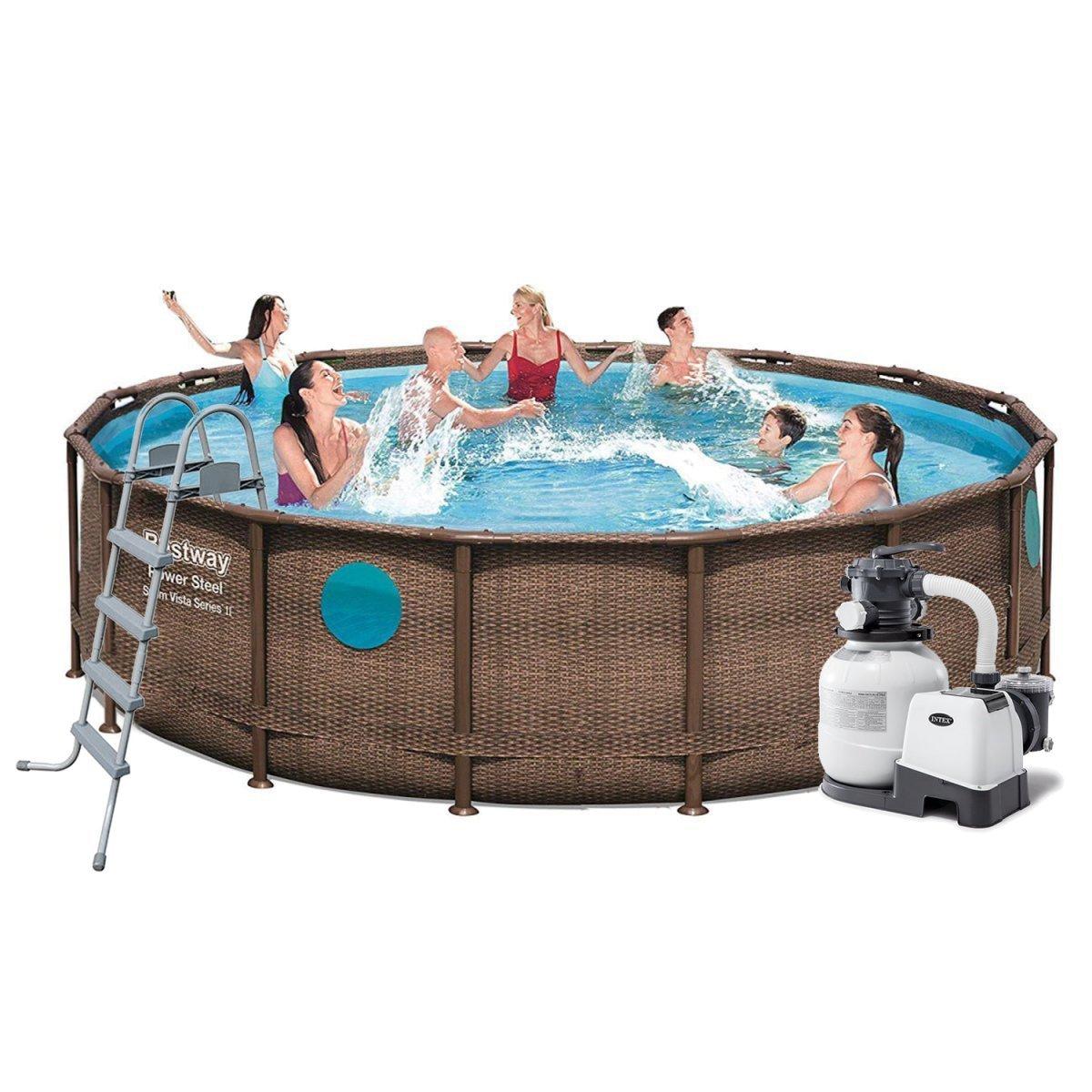 Каркасний басейн Bestway 56725 — 7, 488 х 122 см (6 000 л/год, дозатор, сходи, тент, підстилка), фото 1