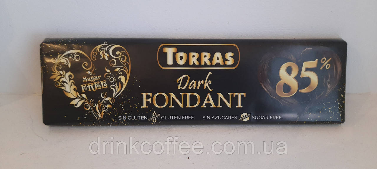 Чорний шоколад 85% без цукру без глютену Torras Dark Fondant Іспанія 300г