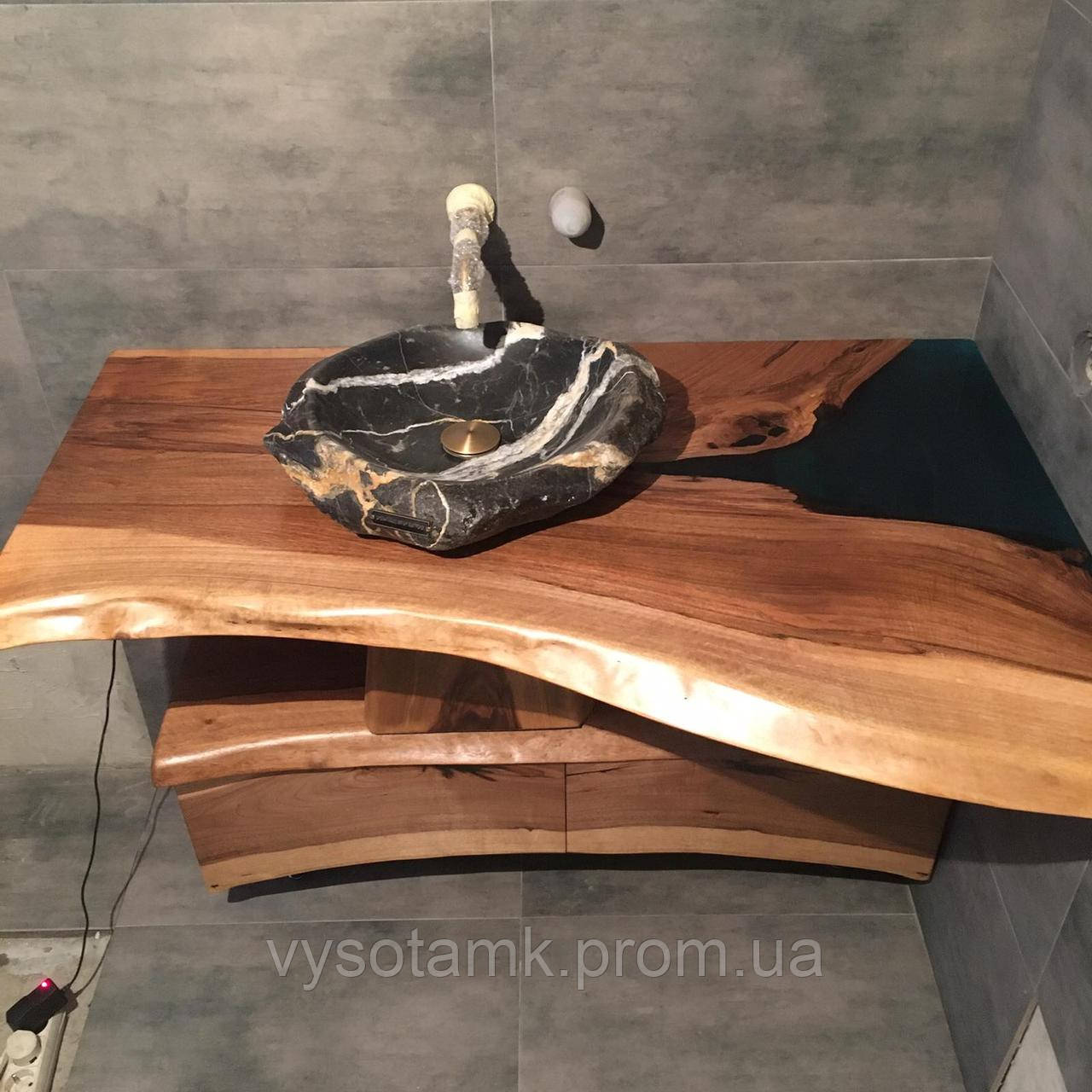 Стільниця для туми  з підсвічуванням у ванну кімнату з підсвічуванням з дерева Горіх