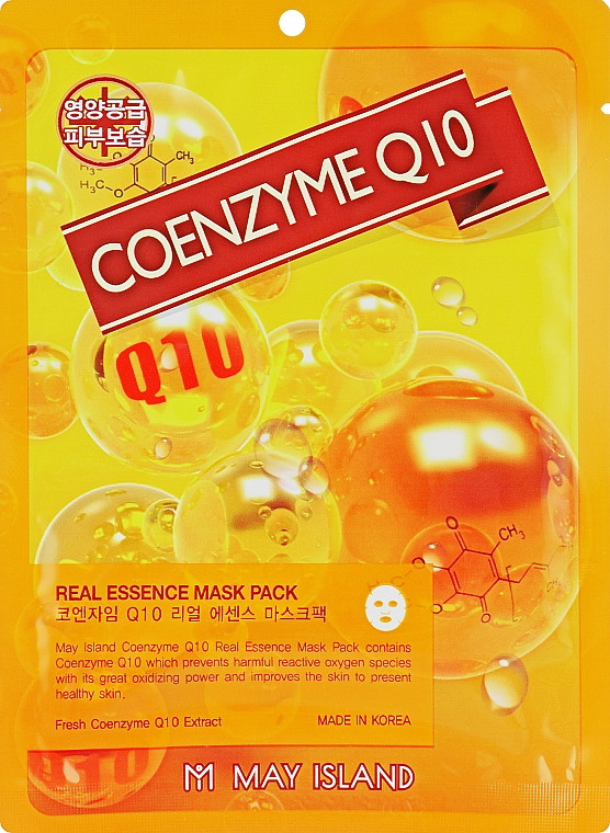 Антивікова маска для обличчя з коензимом Q10 May Island Real Essence Coenzyme Q10 Mask Pack 25 г, фото 1