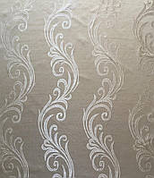 Портьерная ткань для штор Жаккард бежевого цвета с вензелями