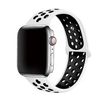 Силіконовий ремінець Nike Sport Band для Apple Watch 42 mm/44 mm/45 mm White/Black білий із чорним