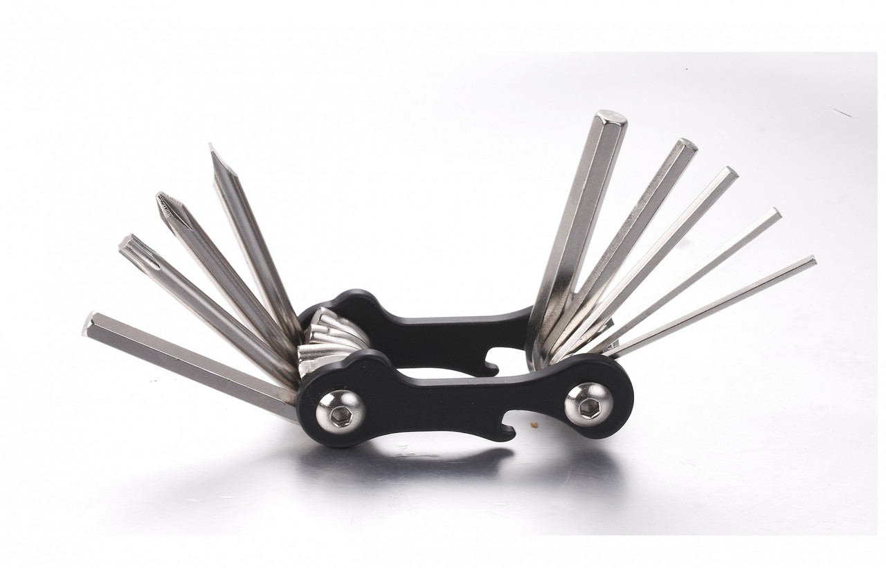 Мультитул KEN TECH KL-9834A чорний 10 функцій: шестигранники, викрутки, відкривачка, фото 1