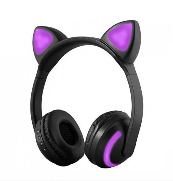 Беспроводные Bluetooth наушники Cat Ear ZW-19 кошачьи ушки LED подсветка Фиолетовые - фото 1 - id-p1365085143