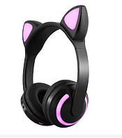 Беспроводные Bluetooth наушники Cat Ear ZW-19 кошачьи ушки LED подсветка Розовые