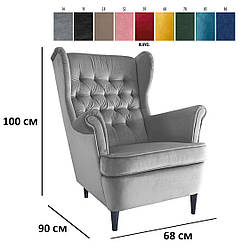 Сучасне м'яке крісло Harry Velvet сірий велюр в класичному стилі
