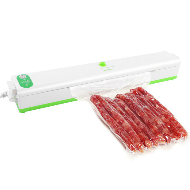 Вакууматор (вакуумний пакувальник) для продуктів Stenson TL00160, 34х5,5х4,5 см, білий з зеленим